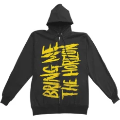 Yellow Logo Zip Up Hooded Fleece Zippered Hooded Sweatshirt