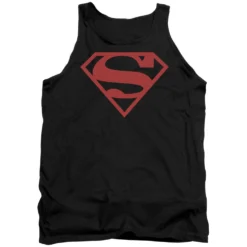Superman Red On Black Shield Mens Tank