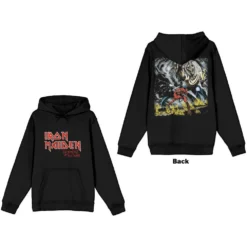 Iron Maiden Number Of The Beast Vintage Logo Faded Edge Album (Back Print) Hooded Sweatshirt