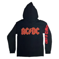AC/DC PWR UP Softhand Screen Print On Black Hooded Sweatshirt
