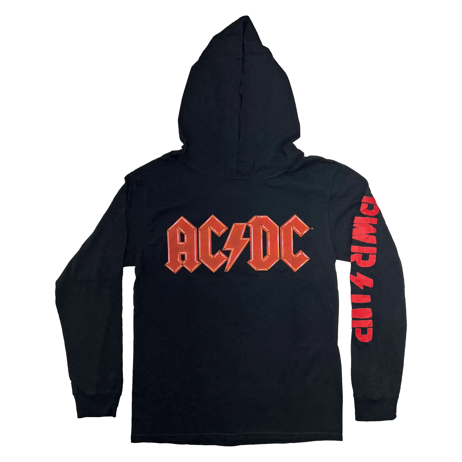 AC/DC PWR UP Softhand Screen Print On Black Hooded Sweatshirt 1 AC/DC PWR UP Softhand Screen Print On Black Hooded Sweatshirt