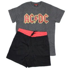 AC/DC Vintage Distressed Logo Tee & Shorts Set Sleepwear